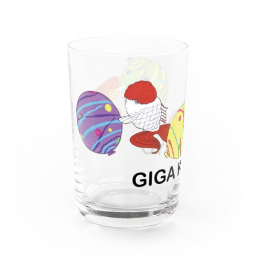 戯画金魚　大玉転がし　 Water Glass