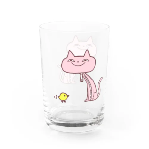 NEKO_NEOちゃん、ひよこたべたべ Water Glass