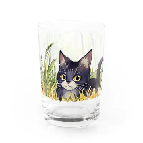 黒猫と森グラス Water Glass