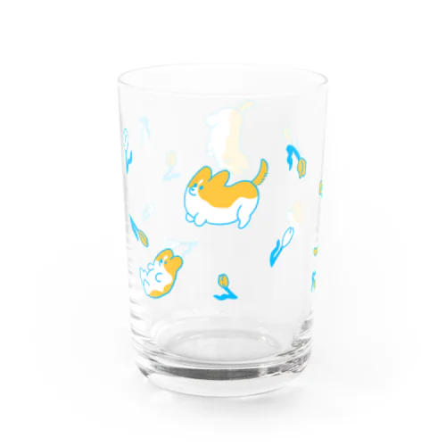 コーギーとチューリップ Water Glass