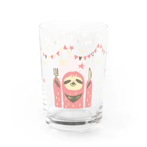 なまけもの in the party（ピンク） Water Glass