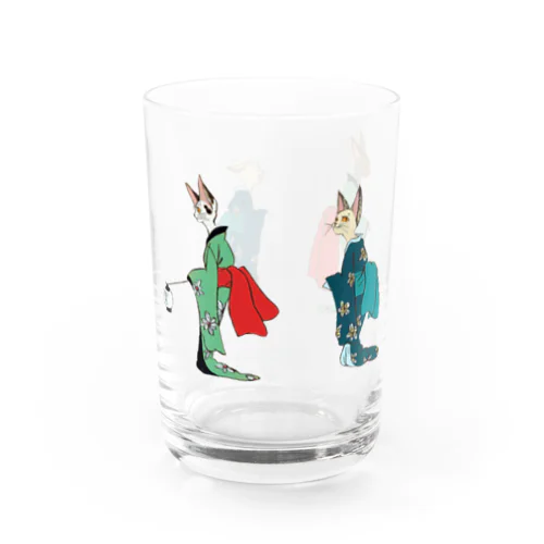 4匹の着物ねこちゃん Water Glass