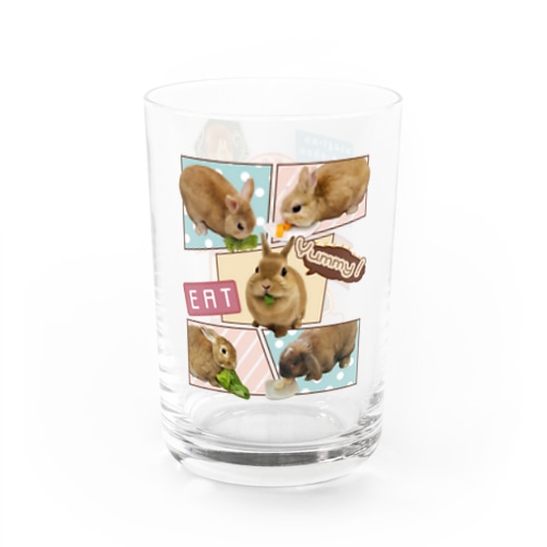 たべてる&うさステッカー Water Glass