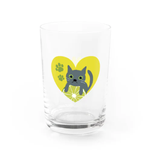 グレ猫とライムのグラス Water Glass