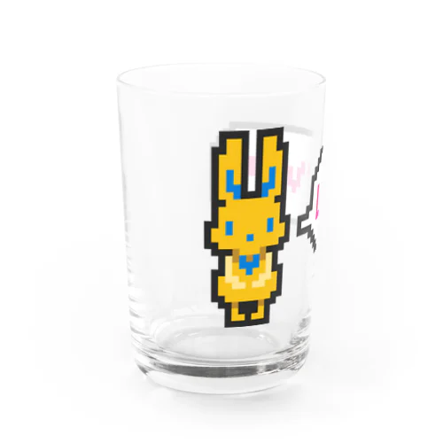 ドット絵風うさぎ「LOVE」 Water Glass