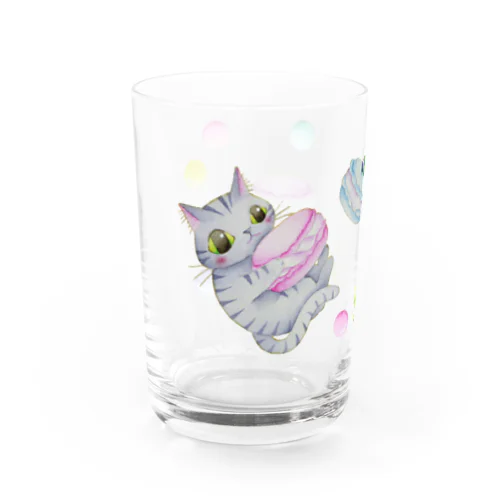 お菓子な猫（マカロン） Water Glass