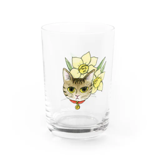 猫とスイセン2 Water Glass