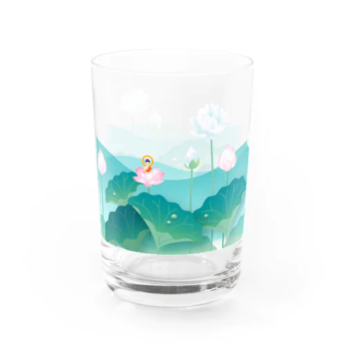 蓮とお釈迦様（グラス） Water Glass