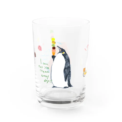 ペンギン親子とアイス Water Glass