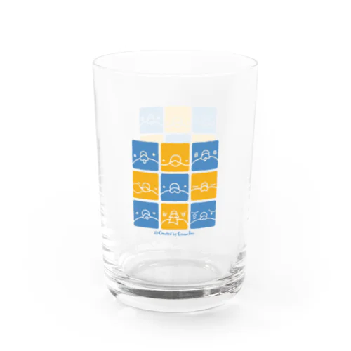 Tsubame face/blue-yellow Water Glass