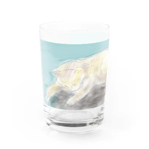 倦怠ネコ　全身 Water Glass