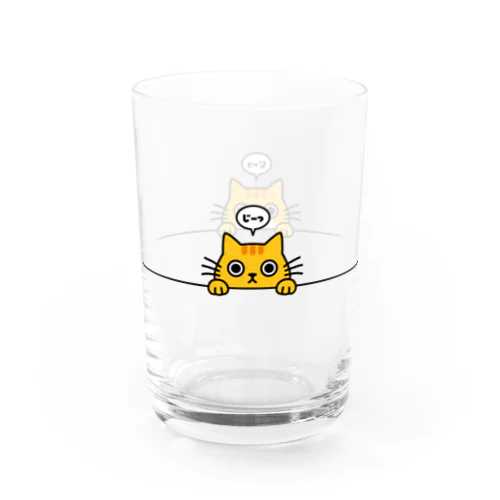 じーっとみる猫（茶トラ＆茶シロ） Water Glass