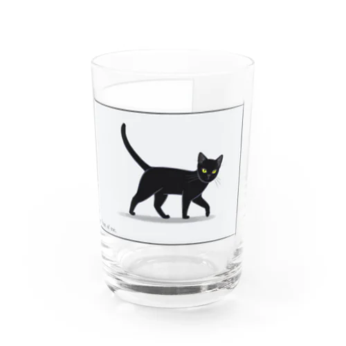 猫が目の前を横切った（黒猫） Water Glass