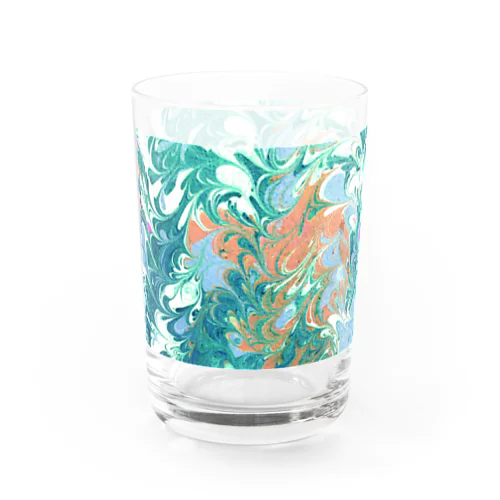 Ebru Deep Green glass Water Glass