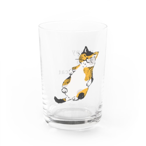 三毛猫のび～る a カラー Water Glass