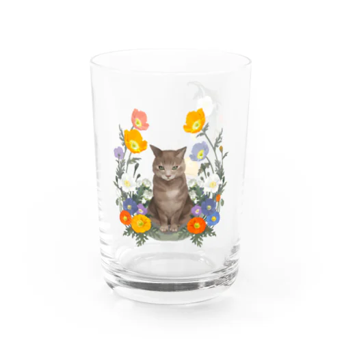 花と猫 Water Glass