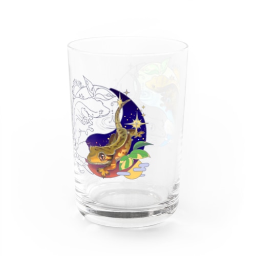 クレステッドゲッコーの陰陽魚 Water Glass