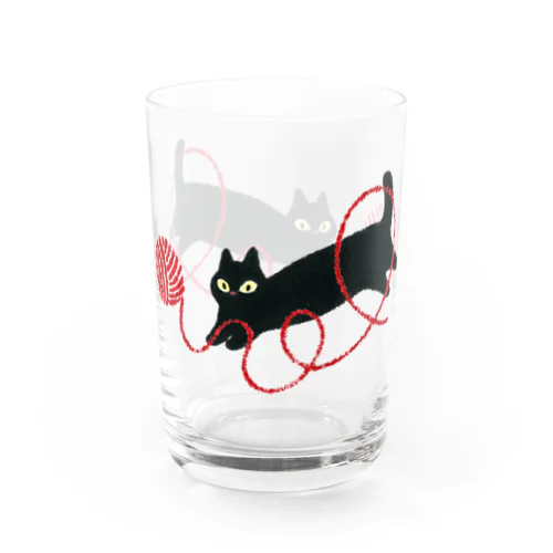 黒ねこと毛糸玉 Water Glass