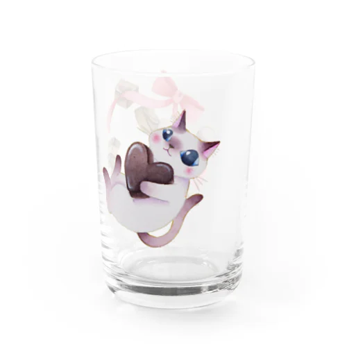 お菓子な猫（チョコレート） Water Glass