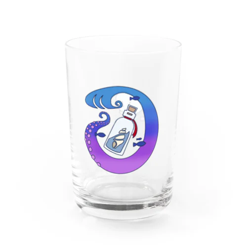 紫の蛸とシェルボトル Water Glass