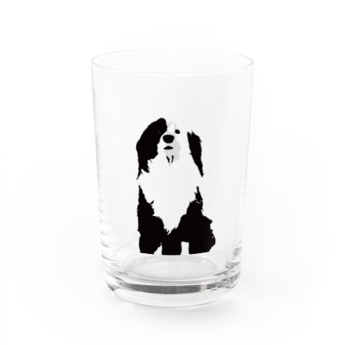 巻き尾の片パンダ犬 Water Glass