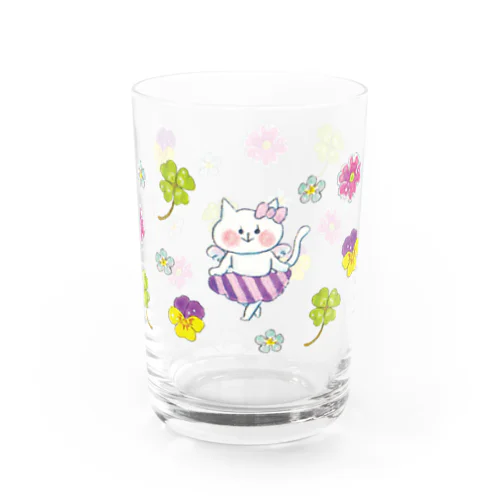 お花とネコちゃん（女の子） グラス