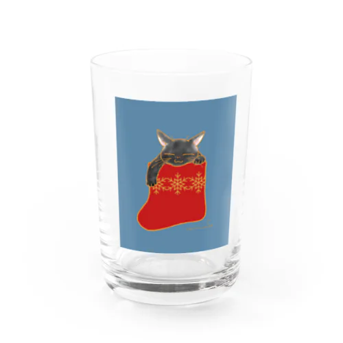 靴下猫あります🧦　青 黒猫 Water Glass