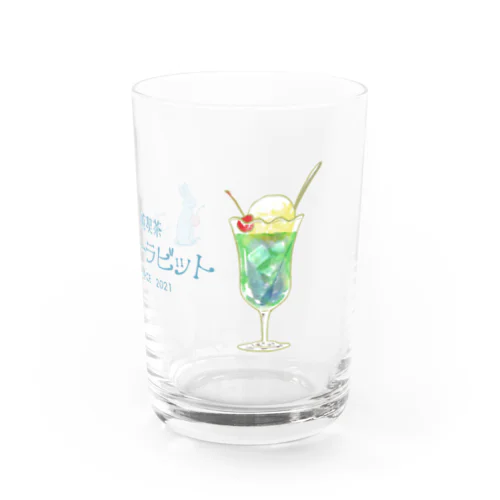 純喫茶ブルーラビット　虹彩クリームソーダ&横型ロゴ Water Glass
