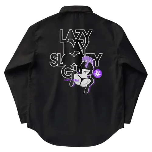 LAZY DAY SLOOPY GIRL 0574 ブラックフーディー女子 エロポップ ロゴ Work Shirt