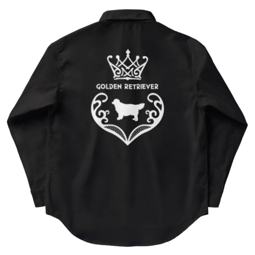 ゴールデンレトリバー　crown heart　onehappiness　white Work Shirt