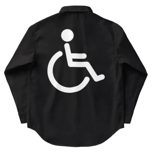 車椅子マーク（白） Work Shirt
