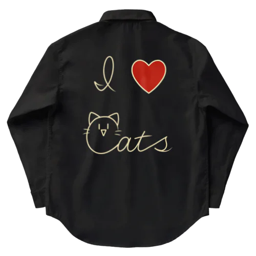 l ♡ Cats ホワイトチョコカラー ワークシャツ