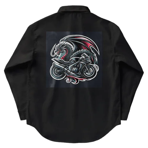 ドラゴンとバイクの融合: 力とスピードの象徴 ワークシャツ