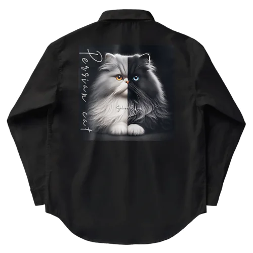 Persian cat　Silver&Black Work Shirt