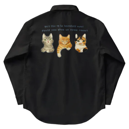 飼い猫になりたい三匹の猫 Work Shirt