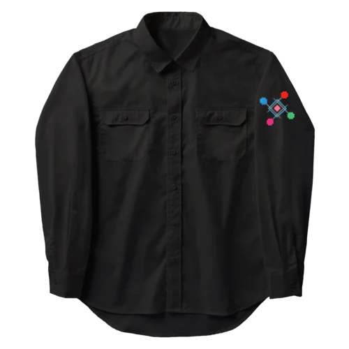 袖にも待ち針の仮止め Work Shirt