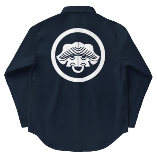 動物家紋。丸に一つ松スイギュウh.t.白 Work Shirt