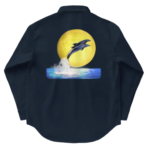 dolphin jump _ full moon Work Shirt