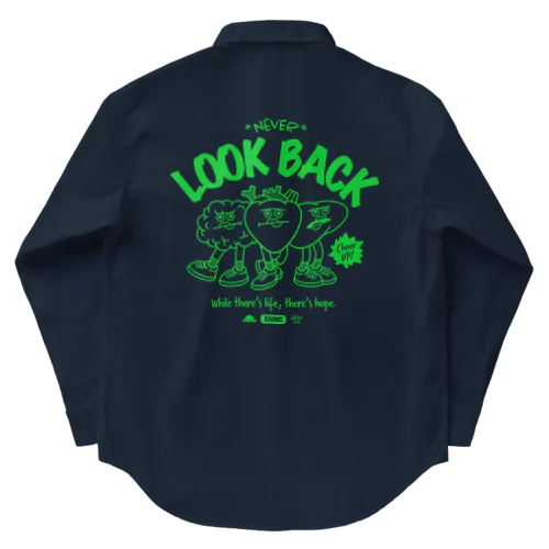 NEVER LOOK BACK _ Green ワークシャツ