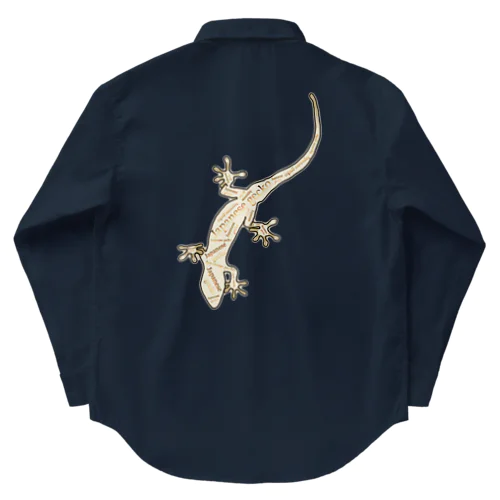 Japanese gecko(ニホンヤモリ)　英語デザイン Work Shirt