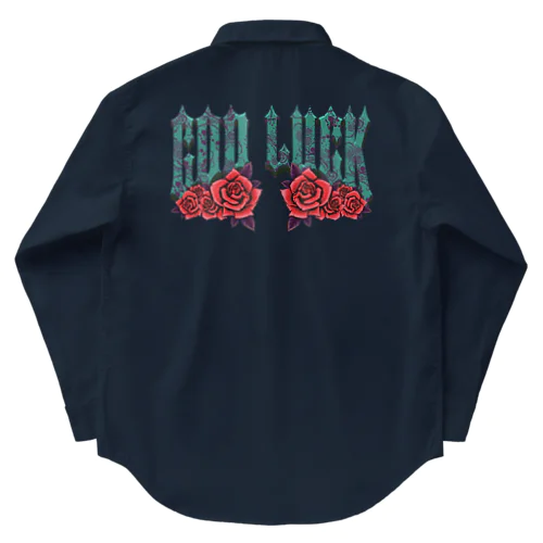 薔薇🌹GOD LUCKロゴ💀 Work Shirt