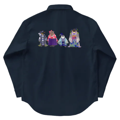 いずれ菖蒲か杜若₋Aptenodytes Kimono Penguins- Work Shirt