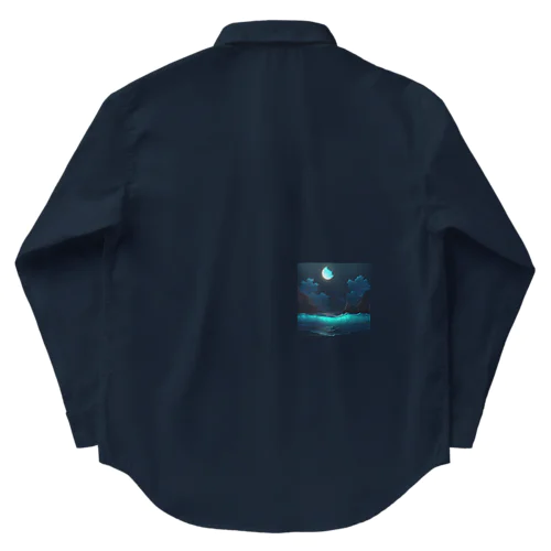 藍月に引き寄せられた波 Work Shirt