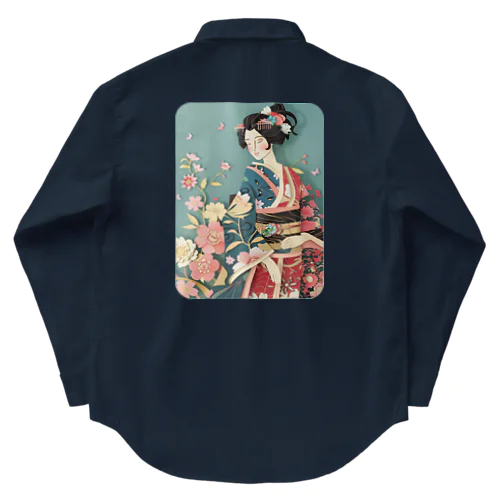 着物女性の切り絵アート　―　Kimono woman paper-cutting art　ー Work Shirt