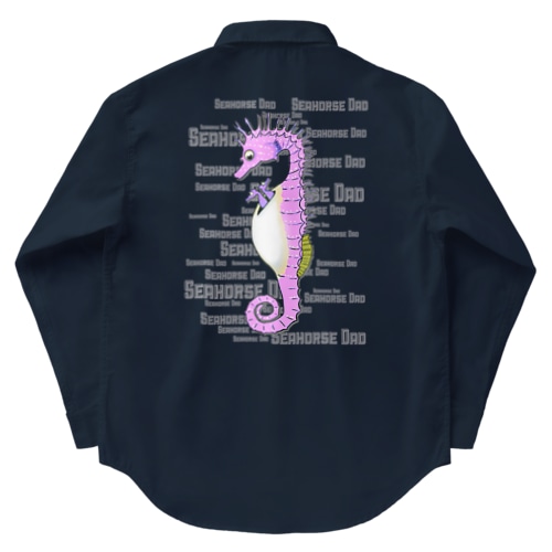 Seahorse Dad バックプリント Work Shirt