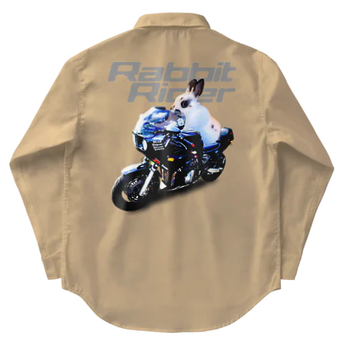 むーちゃんバイク-うさぎのうみのうさ友シリーズ ワークシャツ