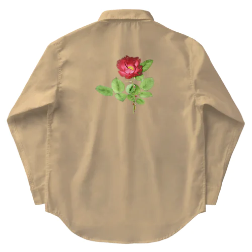 赤い薔薇（背面） Work Shirt