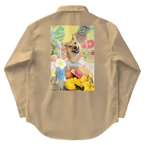 柴犬　真夏のリゾート001 Work Shirt