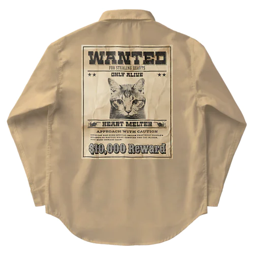 WANTED ハート泥棒（舌をだす猫） Work Shirt