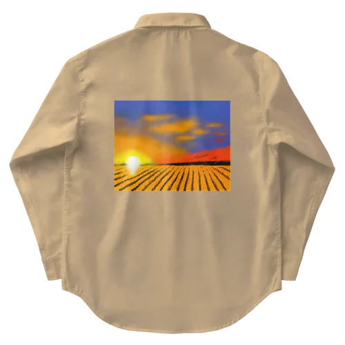 田んぼと夕焼け Work Shirt